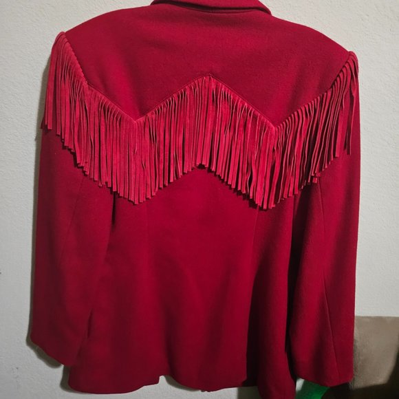 Vintage Western Jacket with Fringe (Red wool) Rodeo Jacket - Picture 2 of 5